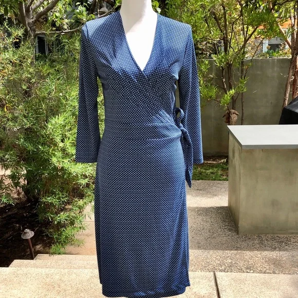 Isaac Mizrahi for Target Blue Print Wrap Dress, size M - Picture 6 of 15